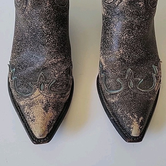 Old Gringo Villa Distressed Leather Western Boots 8B Brown Mid Calf Pull Tab - Picture 6 of 13